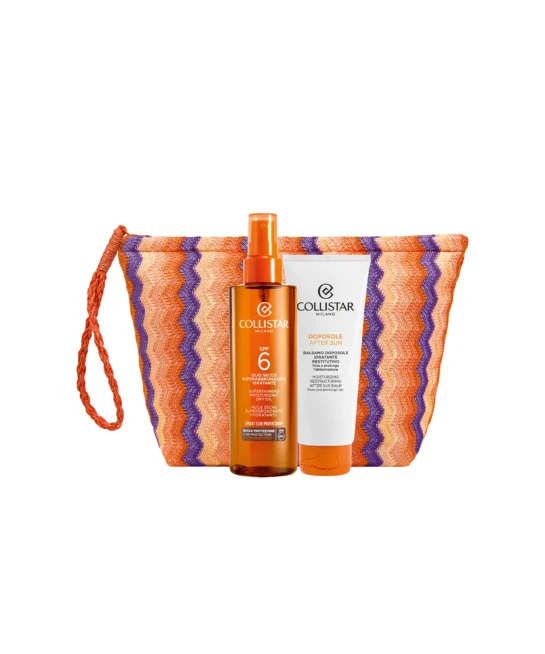LINEA SOLARI - COFANETTO OLIO SECCO SUPERABBRONZANTE SPF 6 + DOPOSOLE 100 ML + POCHETTE