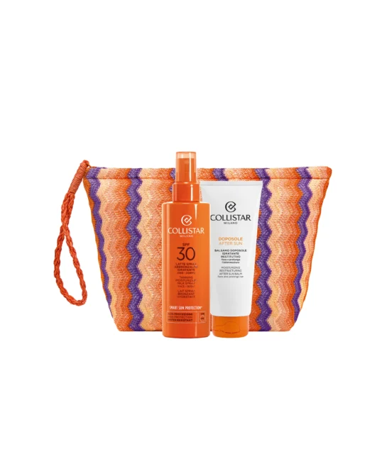 LINEA SOLARI - COFANETTO LATTE SPRAY ABBRONZANTE IDRATANTE SPF 30 + DOPOSOLE 100 ML + POCHETTE
