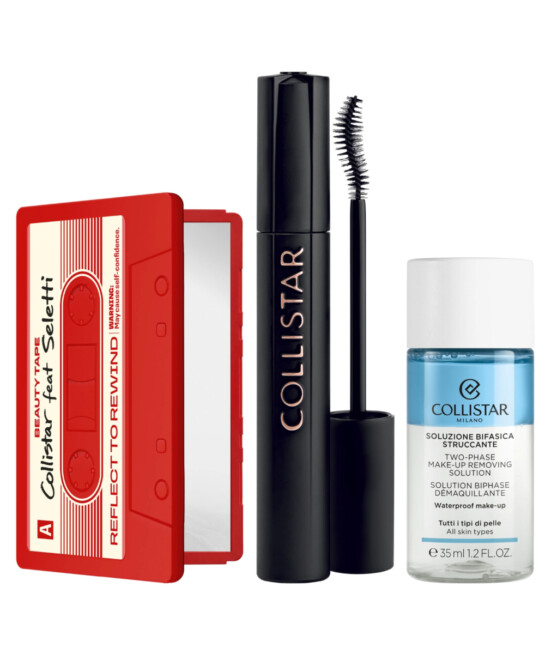 MASCARA MAGNETICO - COFANETTO EXTRA NERO VOLUME ESTREMO EFFETTO PIEGACIGLIA + SOLUZIONE BIFASICA STRUCCANTE 35 ML + SPECCHIO DA BORSA SELETTI