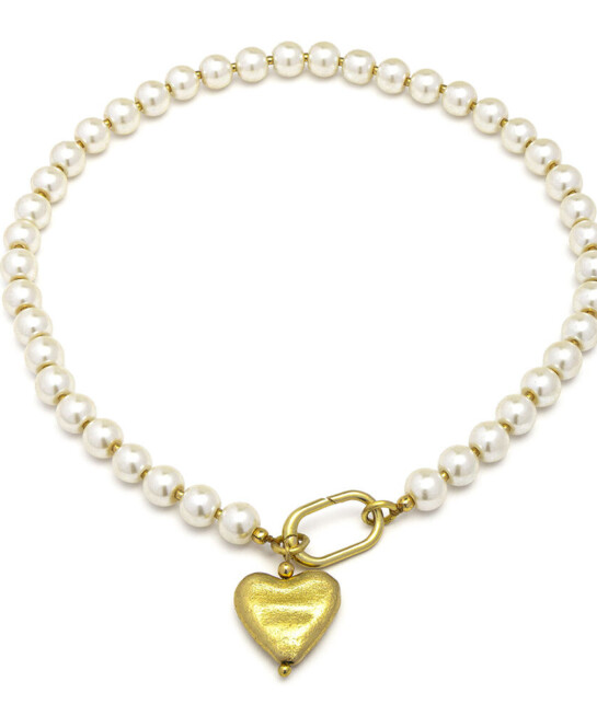 VESTOPAZZO - COLLANA PERLE E CUORE