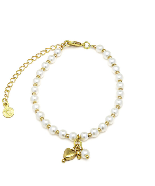 VESTOPAZZO - BRACCIALE PERLE E CUORICINO