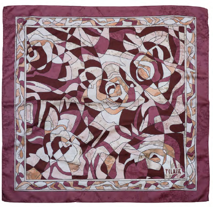 SCIARPE PRIMA CLASSE - FOULARD 73X73 GEO CALEIDOSCOPIO BURGUNDY